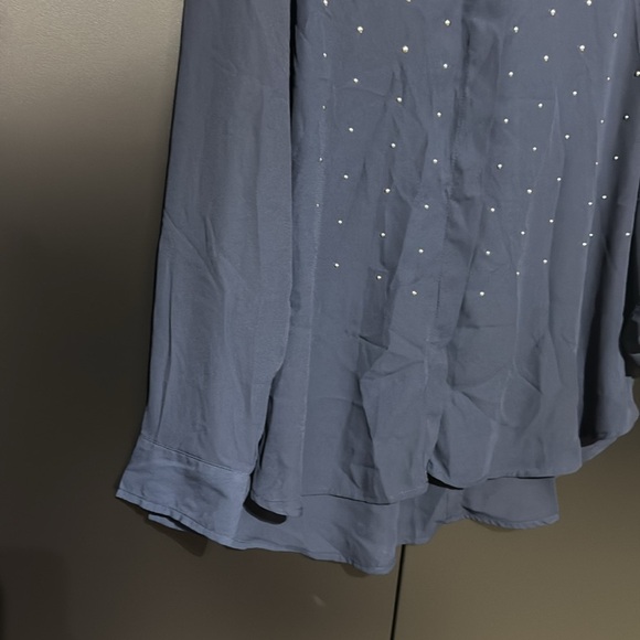 Women’s size XL | Investments | Navy Button Down Shirt with Stud Details - Picture 3 of 8